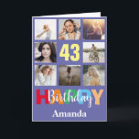 Carte 43e Joyeux Anniversaire Photo Collage Moderne<br><div class="desc">43e Joyeux Anniversaire Photo Collage Carte moderne avec nom personnalisé. Pour plus de personnalisation,  cliquez sur le bouton "Customiser" et utilisez notre outil de conception pour modifier ce modèle.</div>