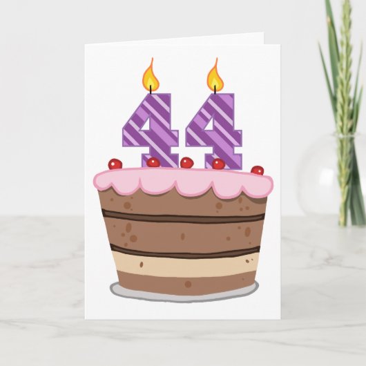 Carte 44 ans sur le gâteau d'anniversaire (Devant)
