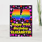 Carte 44e anniversaire : Amour Hearts Motif, Arc-en-ciel (Devant)