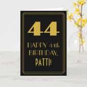 Carte 44e anniversaire ~ Art Déco Inspiré Look "44" & No (Fleur jaune)