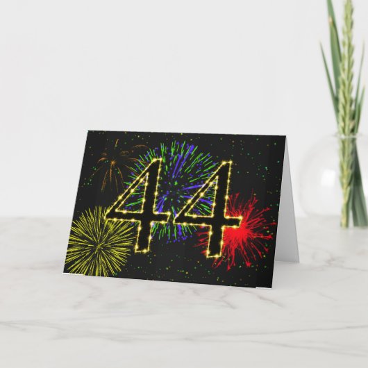 Carte 44e anniversaire avec feux d'artifice (Devant)