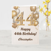 Carte 44e anniversaire Ballons d'or et Confetti Annivers (Fleur jaune)