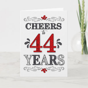 Carte 44e anniversaire Cheers en Motif noir blanc rouge