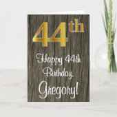 Carte 44e anniversaire : Elégant Faux Gold Look #, Faux  (Devant)