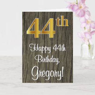 Carte 44e anniversaire : Elégant Faux Gold Look #, Faux 