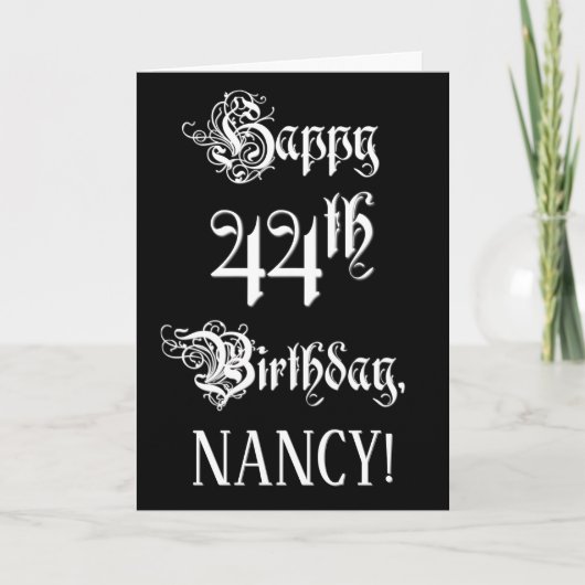 Carte 44e anniversaire : Fancy, Elegant Script + Nom per (Devant)