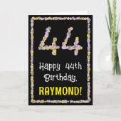 Carte 44e anniversaire : Floral Flowers Numéro, Nom pers (Devant)