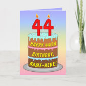 Carte 44e anniversaire — Fun Cake & Candles, avec nom pe (Devant)