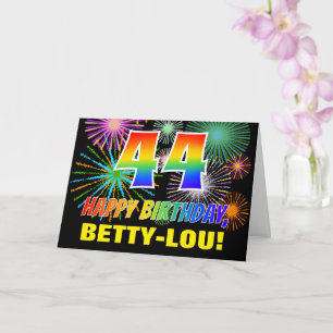 Carte 44e anniversaire : Gras, Amusants, Feu d'artifice,