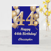 Carte 44e anniversaire Marine Bleu et Ballons d'or Confe (Fleur jaune)