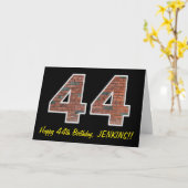 Carte 44e anniversaire - Motif de mur de briques "44" av (Fleur jaune)