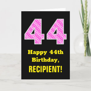 Carte 44e anniversaire : Pink Stripes and Hearts "44" + 
