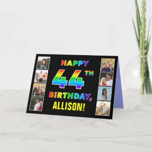 Carte 44e anniversaire : Rainbow Text, Custom Photos & N