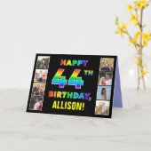 Carte 44e Anniversaire : Texte Arc-en-ciel, Photos Perso (Fleur jaune)