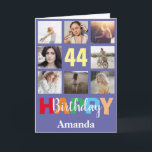 Carte 44e Joyeux anniversaire Photo Collage Modern<br><div class="desc">44th Happy Birthday Photo Collage Modern Card with personalized name For further customization,  please click the "Customize it" button and use our design tool to modify this template.</div>