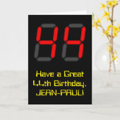Carte 44ème anniversaire : Rouge Digital Horloge Style " (Fleur jaune)