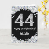 Carte 44th Birthday Black and Silver Glitter Card (Fleur jaune)