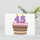 Carte 45 ans sur le gâteau d'anniversaire (Debout devant)