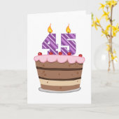 Carte 45 ans sur le gâteau d'anniversaire (Fleur jaune)
