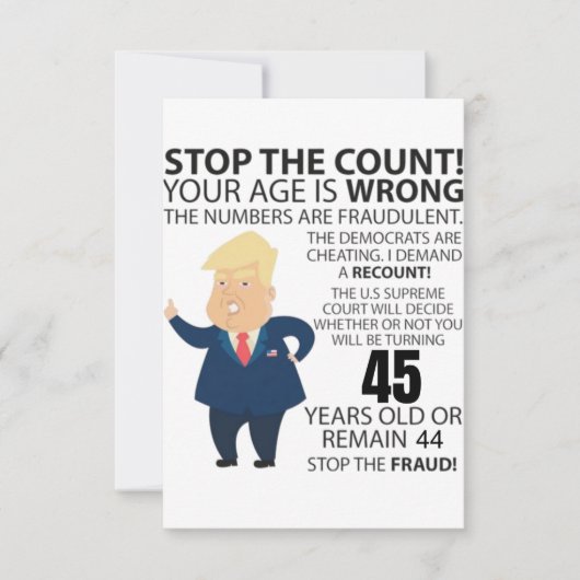 Carte 45 ans Trump heureux anniversaire présent drôle (Devant)