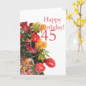 Carte 45 e anniversaire bouquet jaune rouge (Fleur jaune)