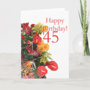 Carte 45 e anniversaire bouquet jaune rouge