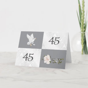 Carte 45e Anniversaire Avec Colombe et Anneaux