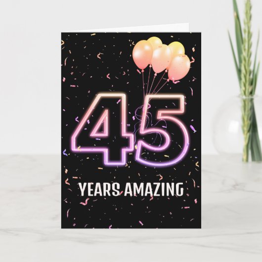 Carte 45e anniversaire Ballons et Confetti (Devant)