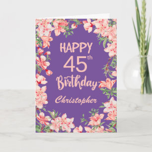 Carte 45e anniversaire de couleur rose violet rose rose 