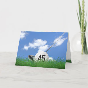 Carte 45e anniversaire de golf dans l'herbe