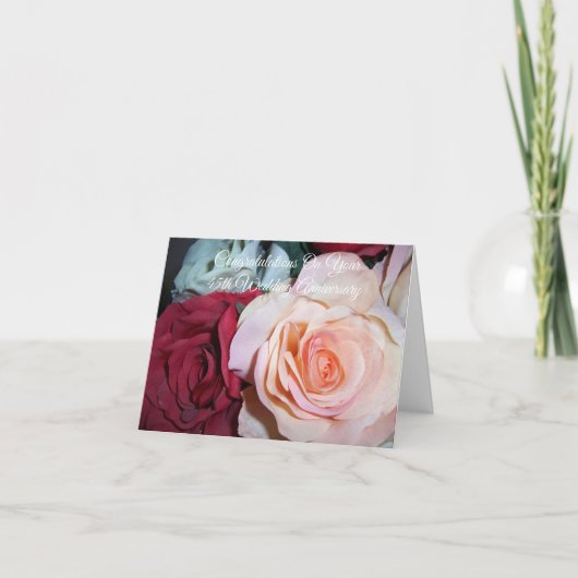 Carte 45e anniversaire de Mariage personnalisé rose (Devant)