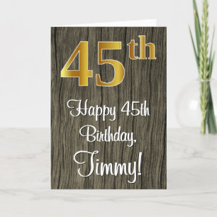 Carte 45e anniversaire : Elégant Faux Gold Look #, Faux 