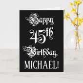 Carte 45e anniversaire : Fancy, Elegant Script + Nom per (Fleur jaune)