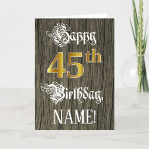 Carte 45e anniversaire : Faux Gold Look + Faux Wood Moti