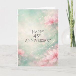 Carte 45e Anniversaire Fleurs de rêve sur fond vert ment