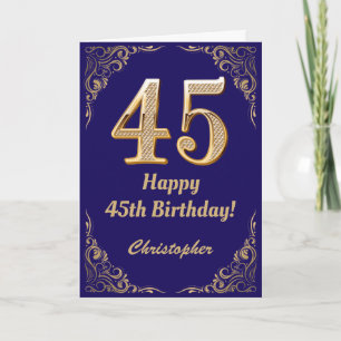 Carte 45e anniversaire Marine Parties scintillant bleu e