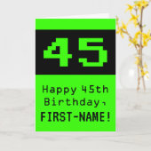 Carte 45e anniversaire : Nerdy / Geeky Style "45" et nom (Fleur jaune)