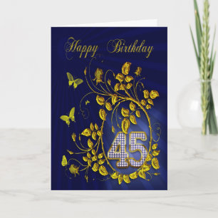 Carte 45e anniversaire papillons d'or
