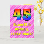 Carte 45e anniversaire : Pink Stripes & Hearts, Arc en c (Fleur jaune)