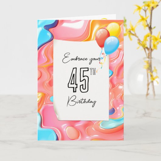 Carte 45e anniversaire Psychedelic 3D Abstrait (Fleur jaune)