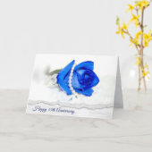 Carte 45e Anniversaire Rose Bleue et Perles (Fleur jaune)