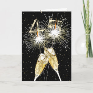 Carte 45e anniversaire Sparklers and Champagne Toast