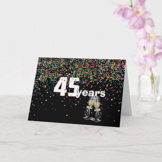 Carte 45e anniversaire toast in confetti (Orchidée)