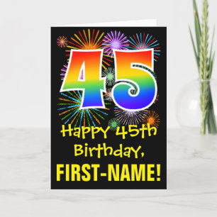 Carte 45ème anniversaire : Fun Fireworks Motif + Rainbow