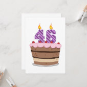 Carte 46 ans sur le gâteau d'anniversaire (Devant/Arrière en situation)