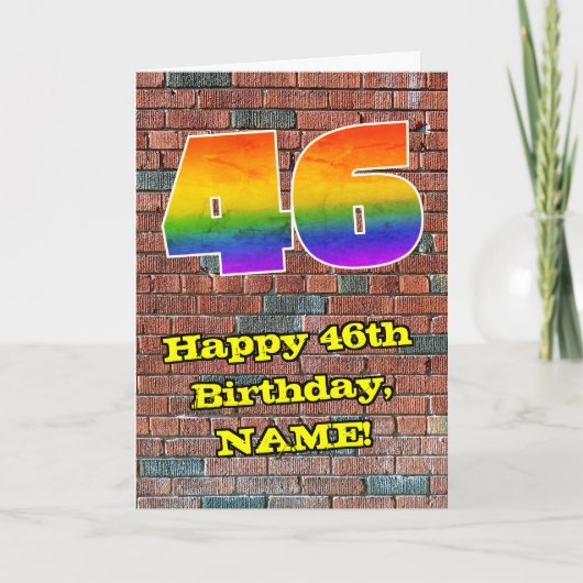 Carte 46e anniversaire : Arc-en-ciel amusant inspiré par (Devant)