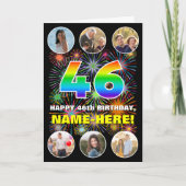 Carte 46e anniversaire : Arc-en-ciel amusant #, Nom pers (Devant)