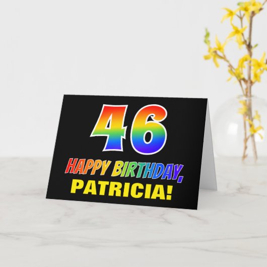 Carte 46e anniversaire : Bold, amusant, simple, arc-en-c (Fleur jaune)