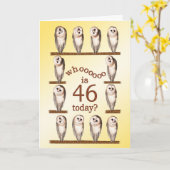 Carte 46e anniversaire, Curious owls card. (Fleur jaune)