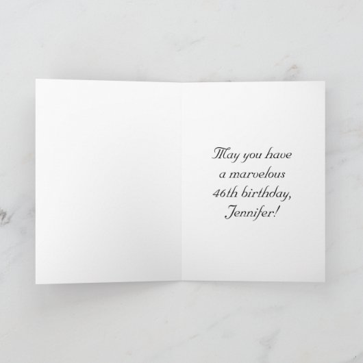 Carte 46e anniversaire : Fancy, Elegant Script + Nom per (Intérieur)